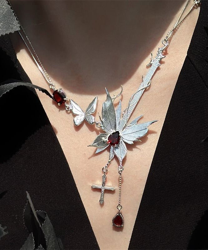 Silk Stone Sterling Gem Fine Pendant Necklace Silver Butterfly FashionChic