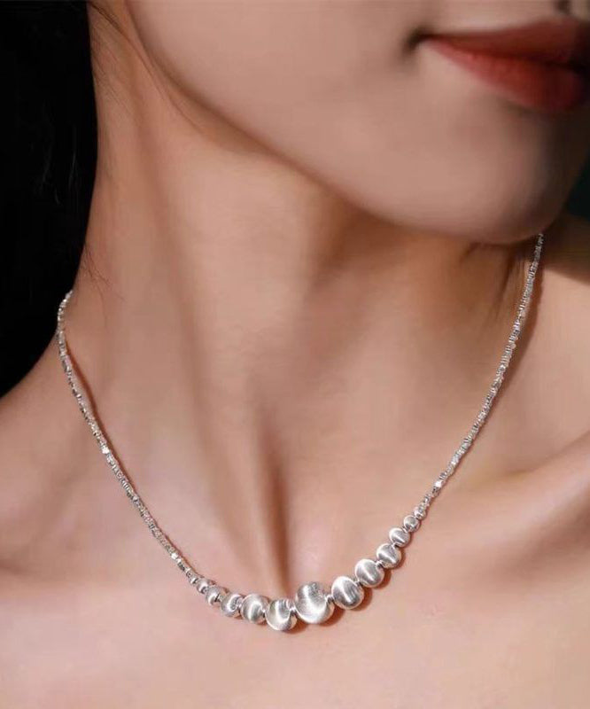 Fine Silk Sterling Silver Cat Eye Stone Broken Silver Gratuated Bead Necklace YA047 ABC