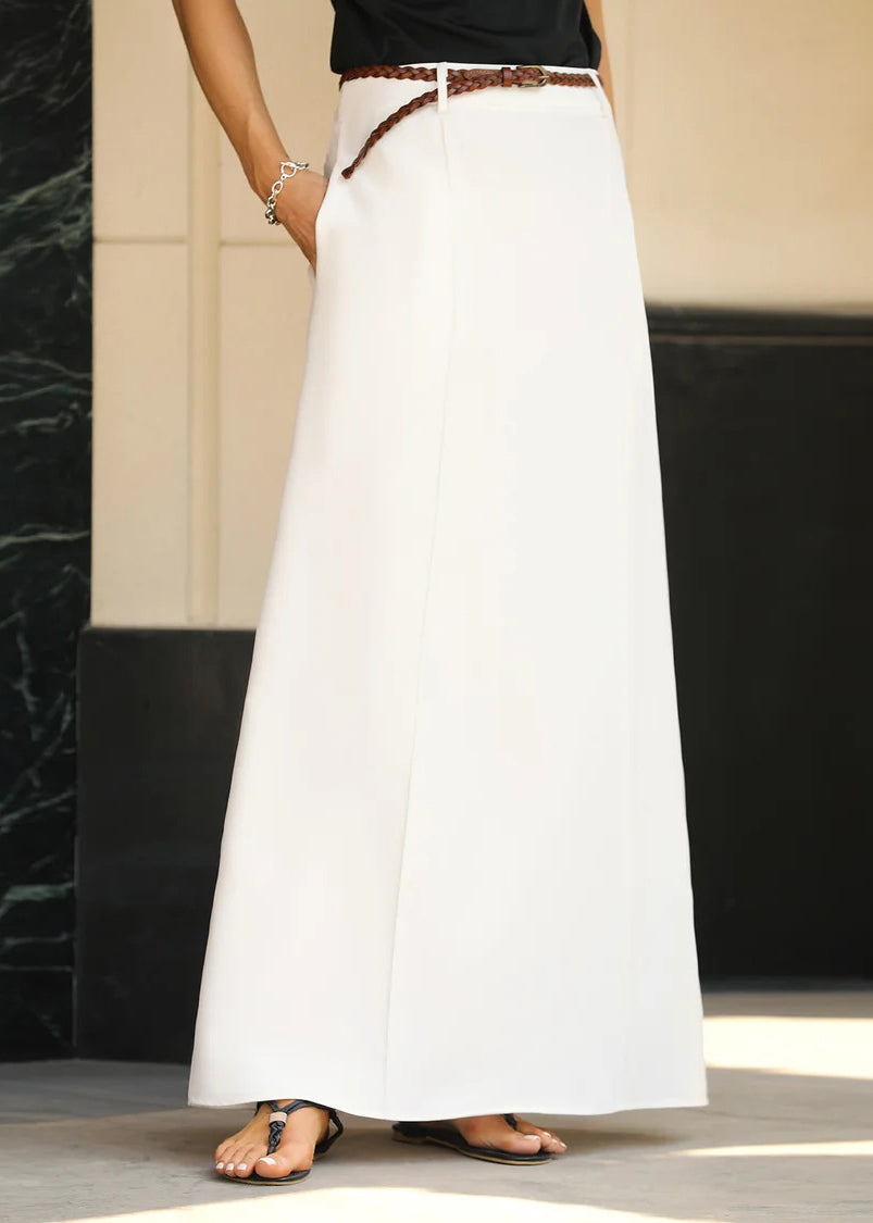 Skirts Fine Pockets Waist Summer High White Maxi FashionChic