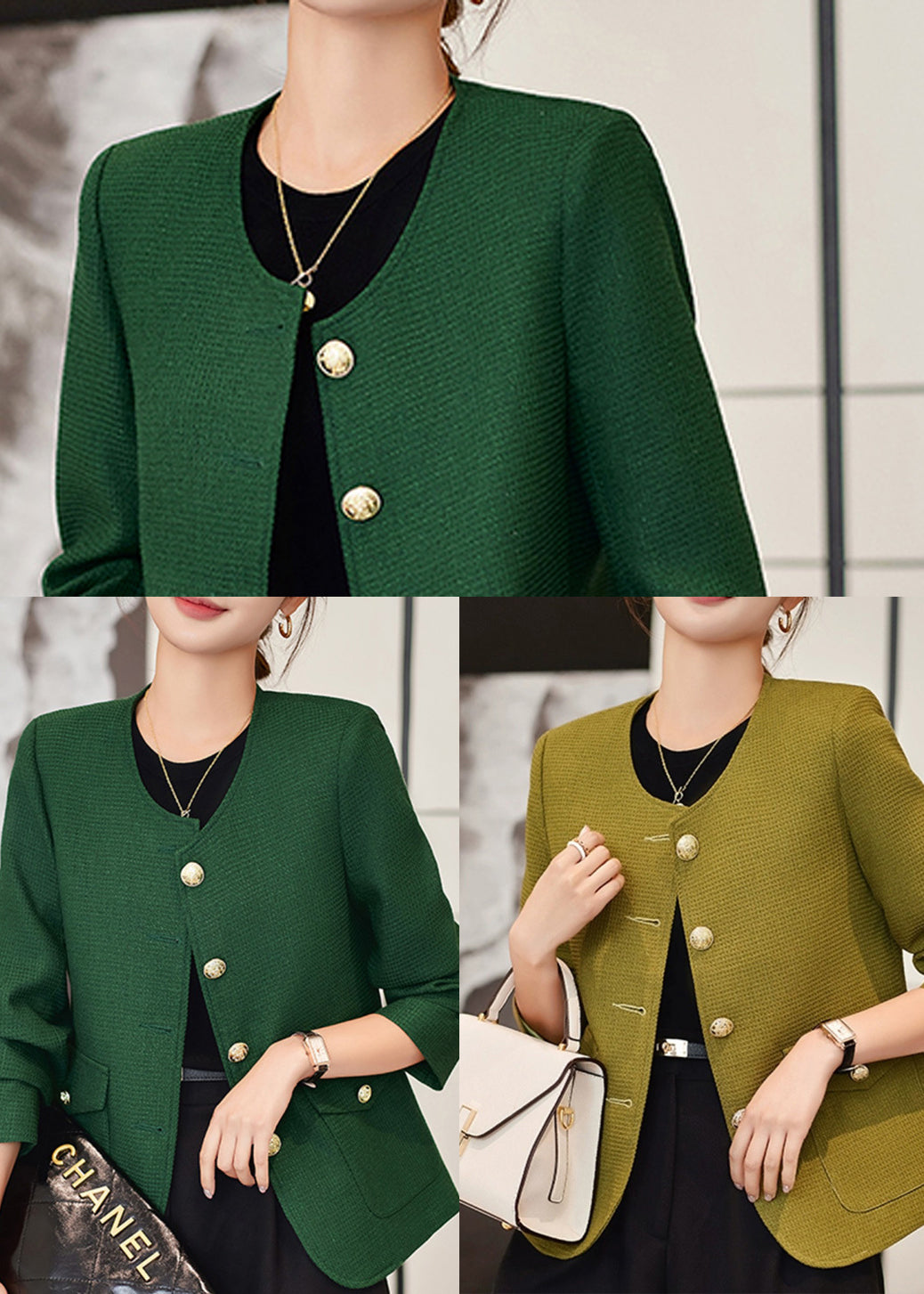 Formal Light Green Cotton Jackets Oversized Spring YJ061 ABC