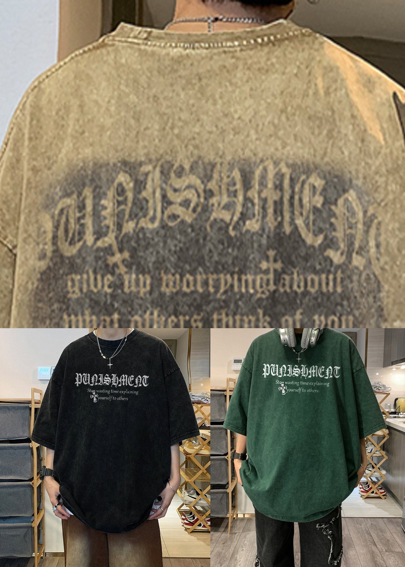 French Black Letter Original Design Cotton Mens T Shirts Summer YL003 ABC