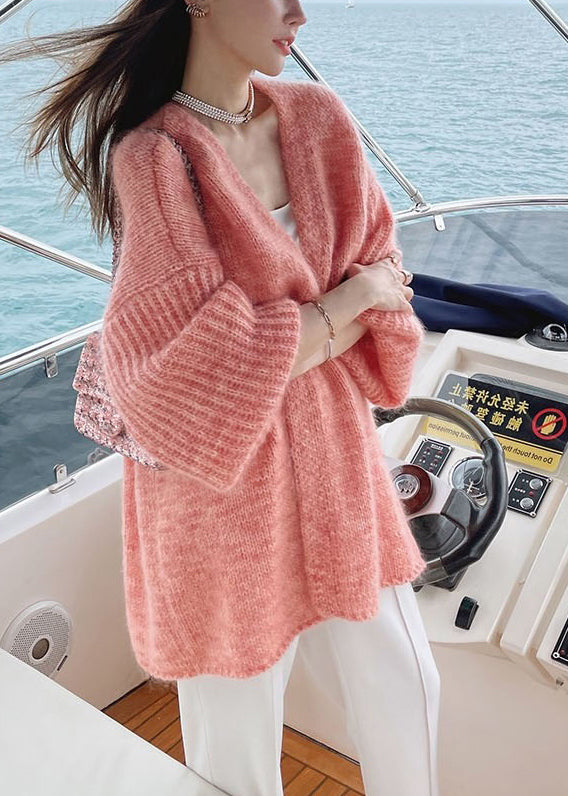 French Cozy Plus Size Pomelo Red Woolen Cardigans Fall WE024 HS-NCT241028