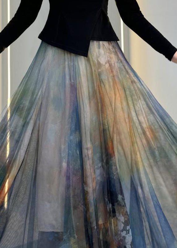 Maxi Grey Dark Waist Tulle Elastic French Skirt Summer FashionChic
