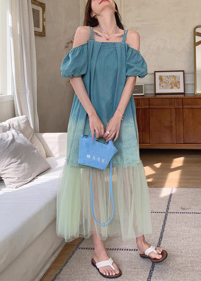 French Gradient Color Tulle Patchwork Long Dresses Summer XX004 SH-LF-SDL240611