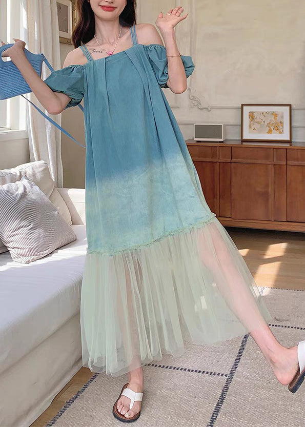 French Gradient Color Tulle Patchwork Long Dresses Summer XX004 SH-LF-SDL240611