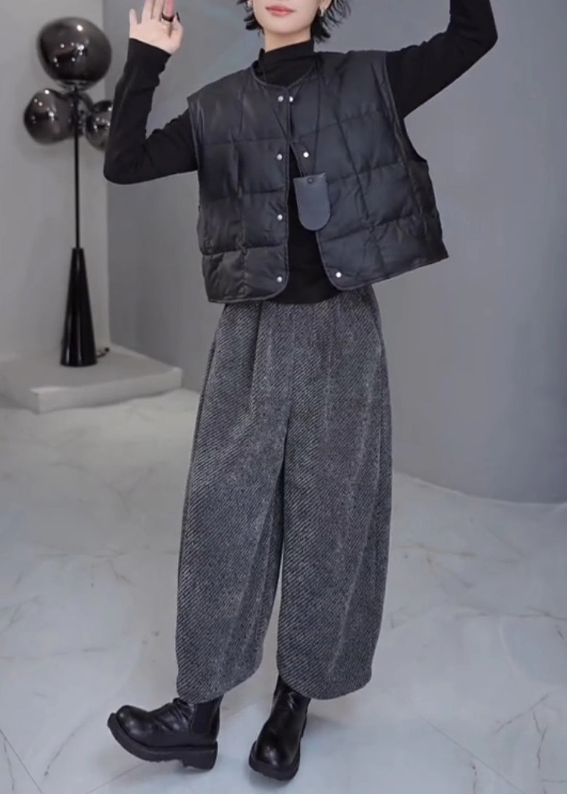 French Grey Oversized Woolen Harem Pants Spring YO023 ABC