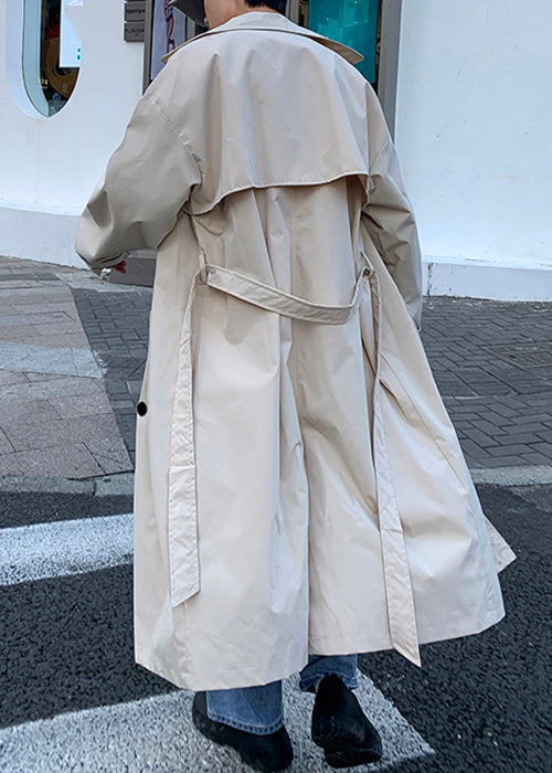 French Khaki Double Breast Tie Waist Cotton Mens Long Trench Coat Spring YQ002 ABC