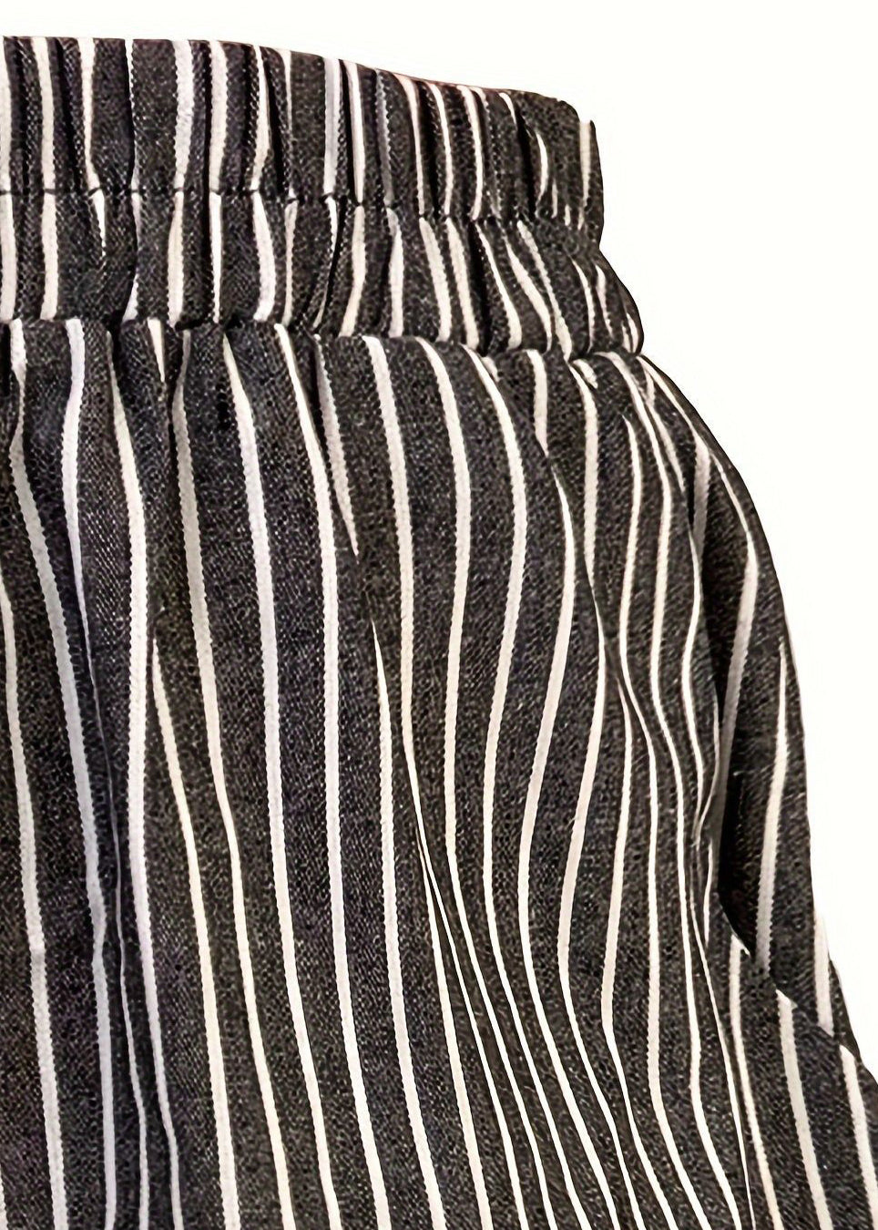 French Striped Pockets Elastic Waist Cotton Shorts Summer FF043 MZF-SPTS240607