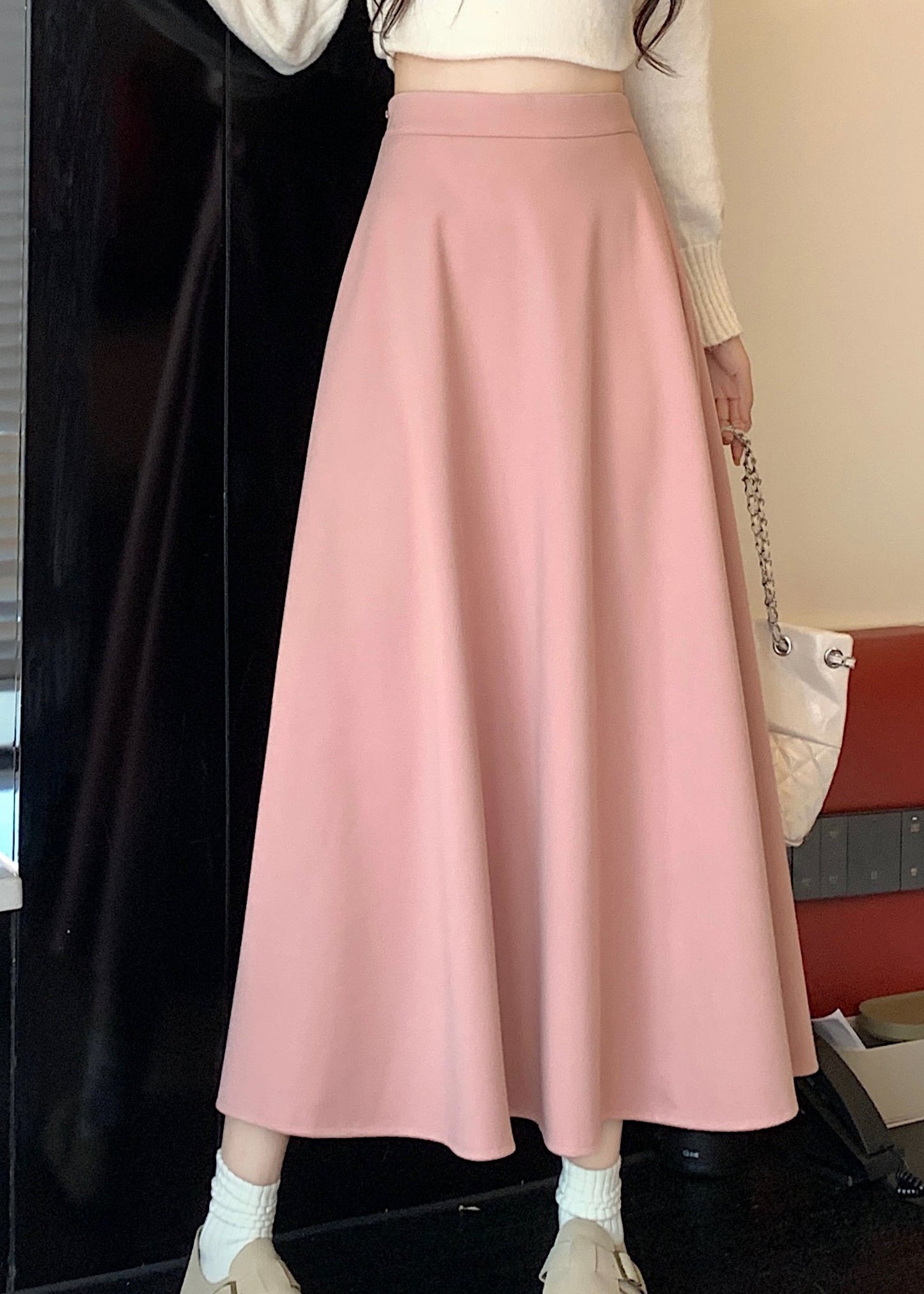 French Versatile Pink High Waist Wrinkled Skirts Spring QQ1011 Ada Fashion