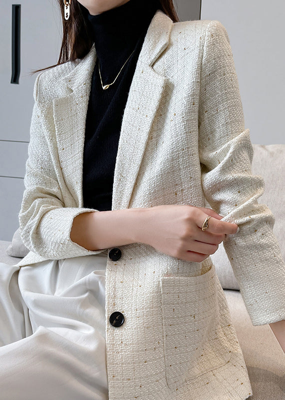 French White Notched Cotton Coat Outwear Spring YJ052 ABC