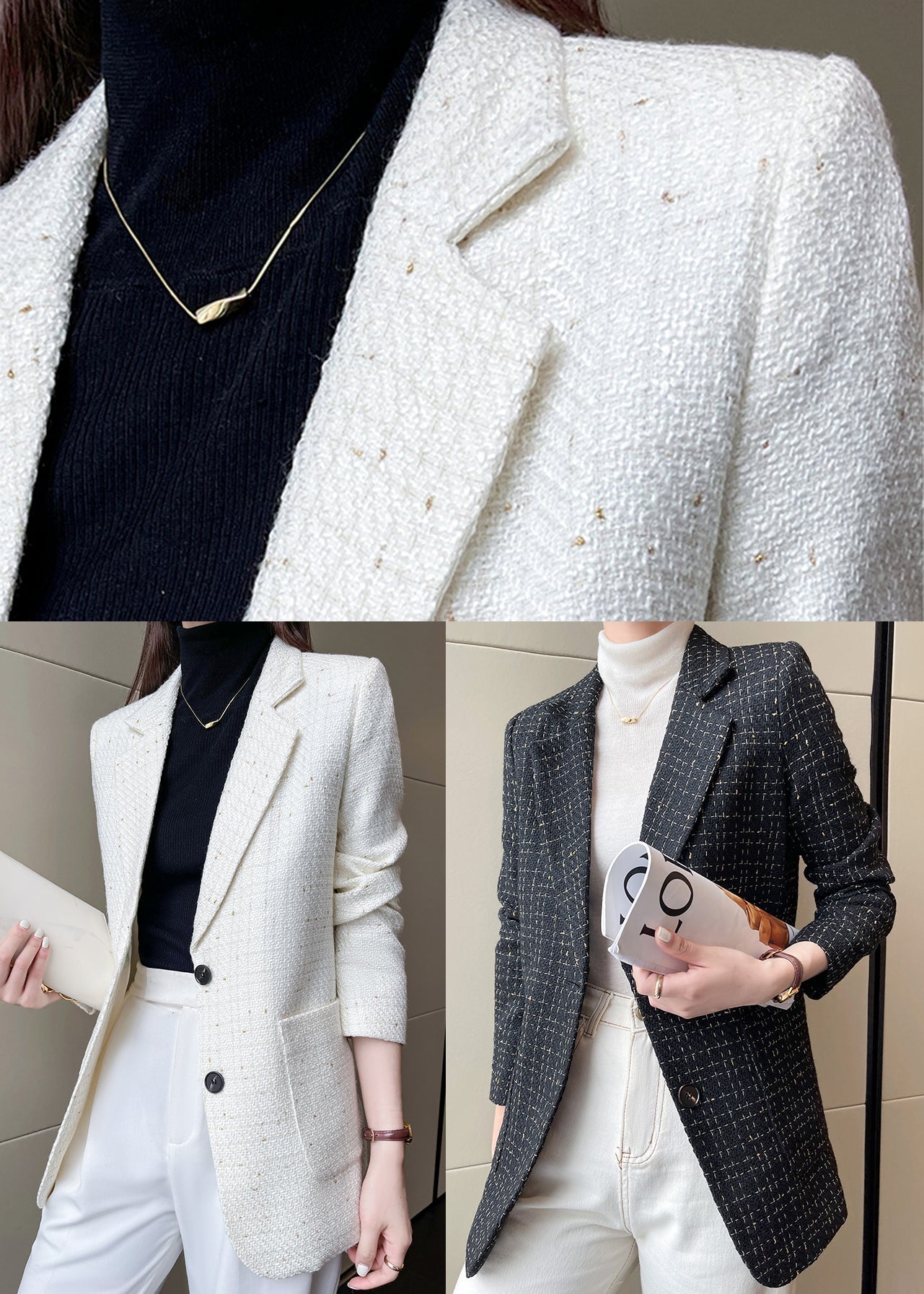 French White Notched Cotton Coat Outwear Spring YJ052 ABC