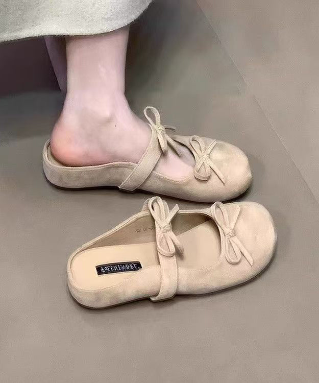 Bow Splicing Sandals French Yellow Slide Wedge FashionChic