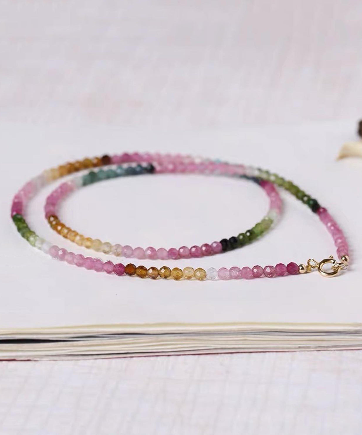 Gradient Sterling Gratuated Color Beading Bead Necklace Silver FashionChic