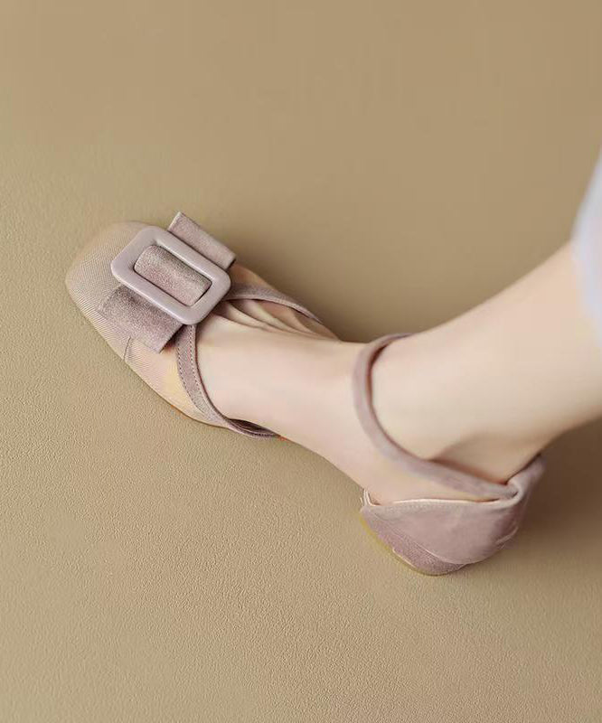 Strap Grass Sandals Chic Chunky Buckle Green Tulle Splicing FashionChic
