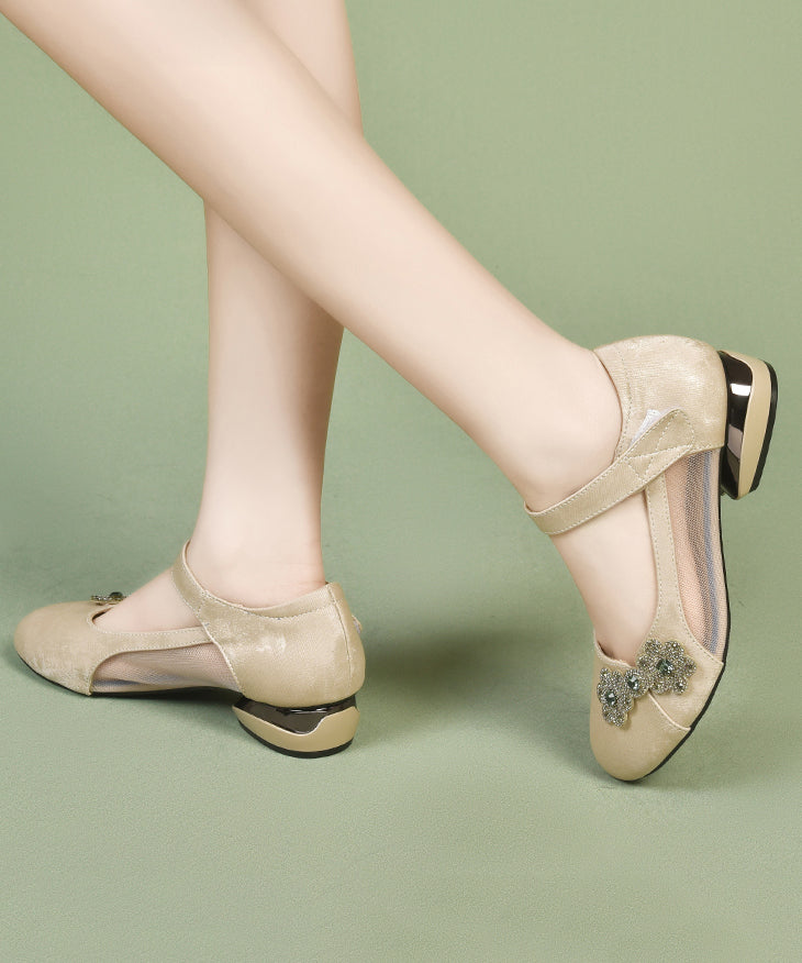 Satin Green Breathable Splicing Strap Buckle Sandals Mesh FashionChic