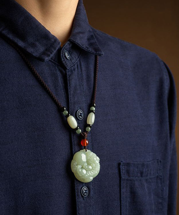 Handmade Black Jade A Mythical Wild Animal Pendant Necklace KX1043 Ada Fashion