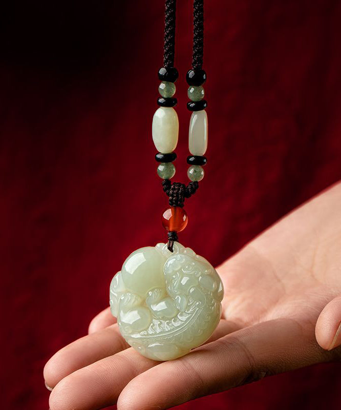 Handmade Black Jade A Mythical Wild Animal Pendant Necklace KX1043 Ada Fashion
