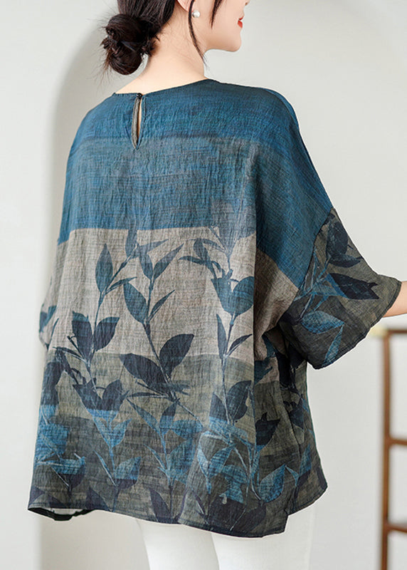 Handmade Colorblock O-Neck Print Cozy Top Summer AP060 GK-HTP240718