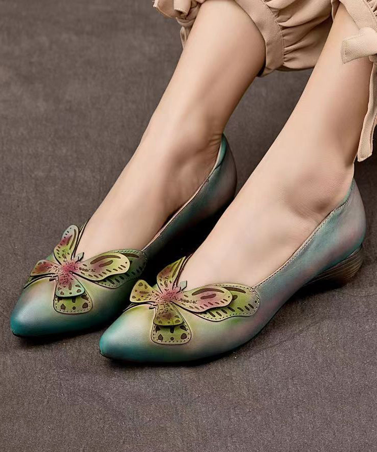 Handmade Original Butterfly Pointed Shallow Cut Single Shoe CZ1019 Ada Fashion