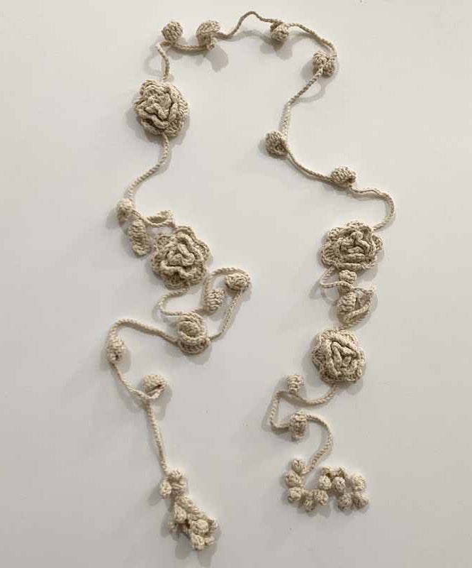 Handmade Red Knit Cotton Rose Leaves Tassel Scarf Necklace YU021 ABC