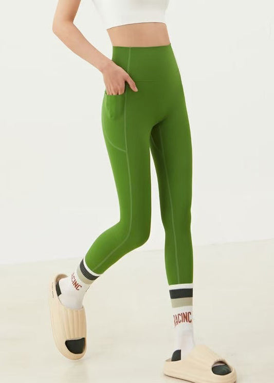 Capri Waist Leggings Green Surf Ignite High Grass FashionChic