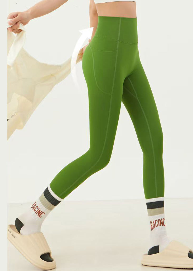 Capri Waist Leggings Green Surf Ignite High Grass FashionChic