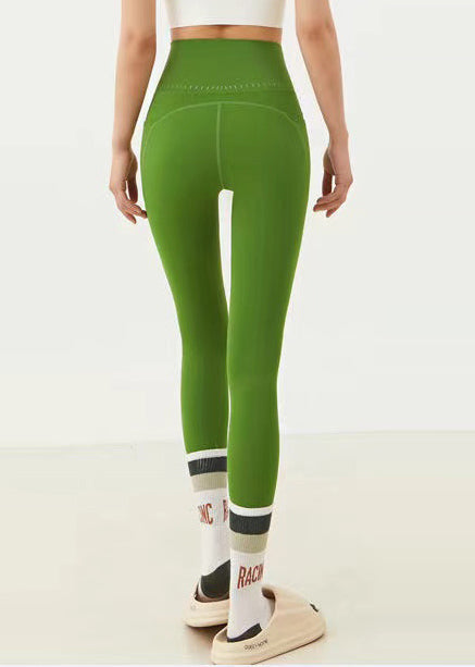 Capri Waist Leggings Green Surf Ignite High Grass FashionChic