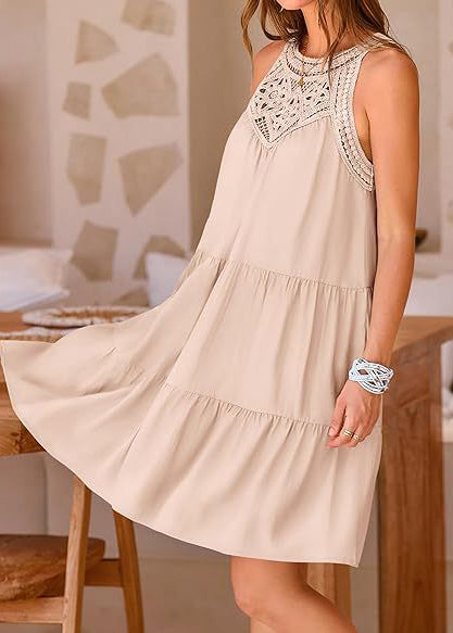 Patchwork Apricot Cotton Italian Shoulder Summer Cold Dress FashionChic