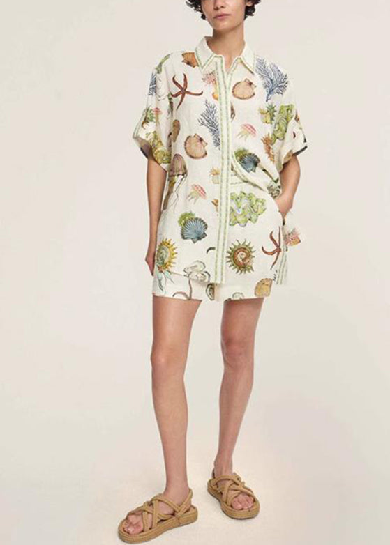 Apricot Two Shirts Shorts Collar And Set Pan Italian Peter Pieces FashionChic