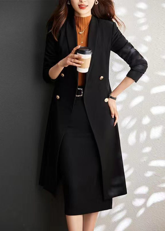 Italian Black Double Breast Silm Fit Coat Outwear Spring YJ028 ABC