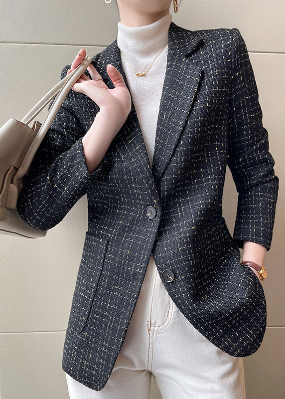 Italian Black Plaid Cotton Formal Coats Spring YJ051 ABC