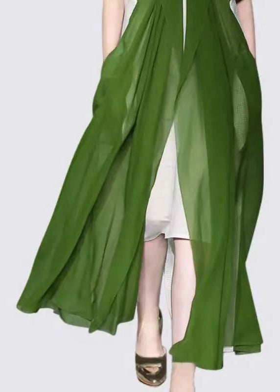Italian Elegant Green Silk Dress Long Sleeves EE1029 SH-LF-SDL240517