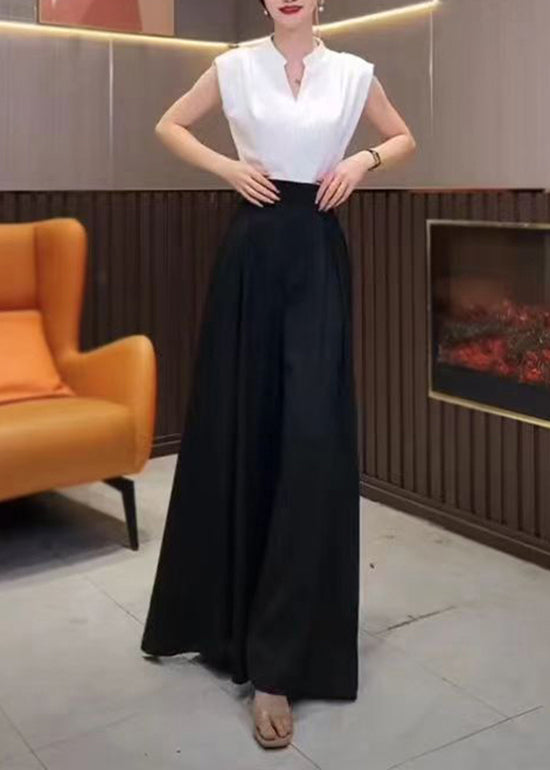 Italian Purple Pockets High Waist Chiffon Wide Leg Pants Summer QQ1044 Ada Fashion