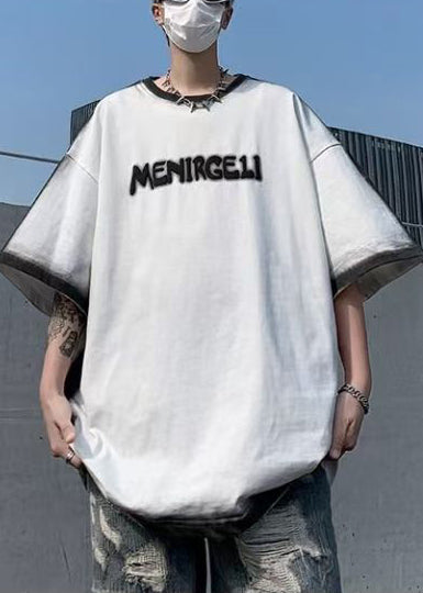 Letter Jacquard Dye Cotton T White Italian Shirts Summer Tie FashionChic