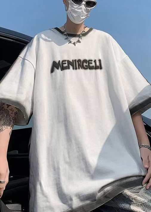 Letter Jacquard Dye Cotton T White Italian Shirts Summer Tie FashionChic