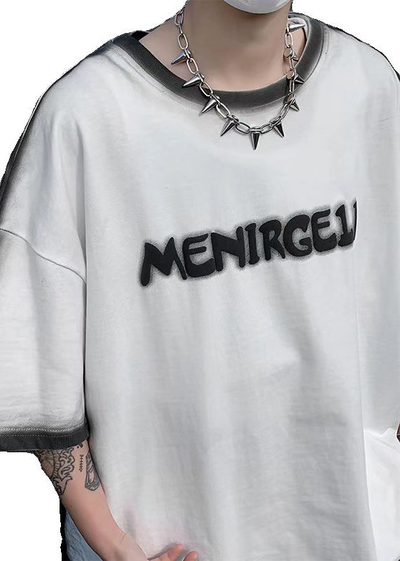 Letter Jacquard Dye Cotton T White Italian Shirts Summer Tie FashionChic