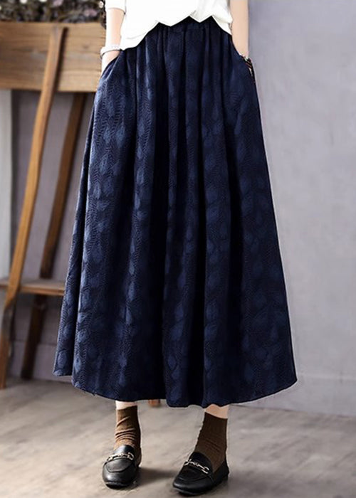 Jacquard Black Pockets Elastic Waist Cotton Skirt Fall RE046 MZF-SKTS240807