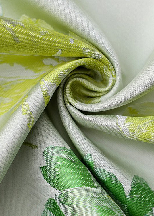 Jacquard Green Stand Collar Button Silk Waistcoat Sleeveless QO014 MZF-CTS241008