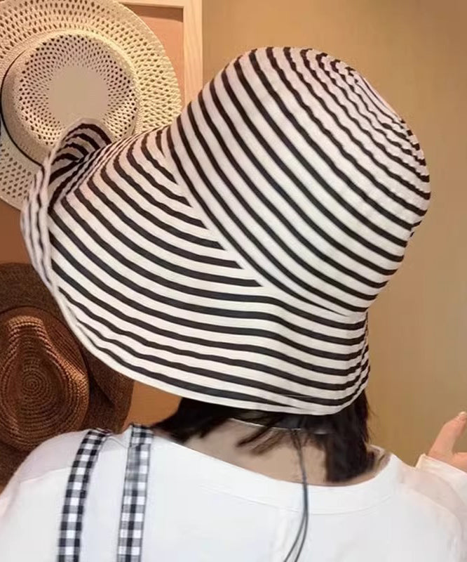 Hat Protection Striped Large Sun Bucket Brim Japanese FashionChic