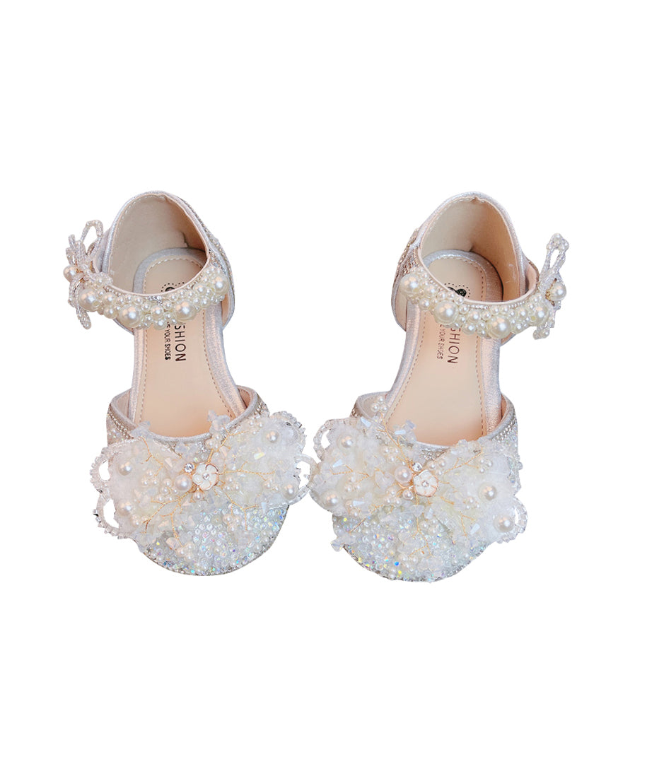 Bead Girls Silver Kids Buckle Zircon Nail Princess Strap Sandals FashionChic