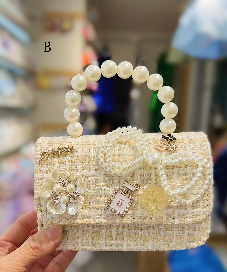 Korean Version Chain Linked Bow Nail Bead Tote Handbag IU012 Bag-BGS240803