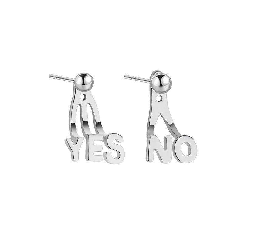 Silver Lettering Jacket Ear Asymmetrical Sterling FashionChic