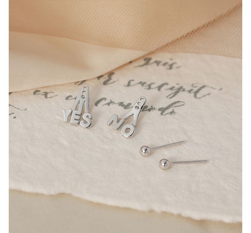 Silver Lettering Jacket Ear Asymmetrical Sterling FashionChic