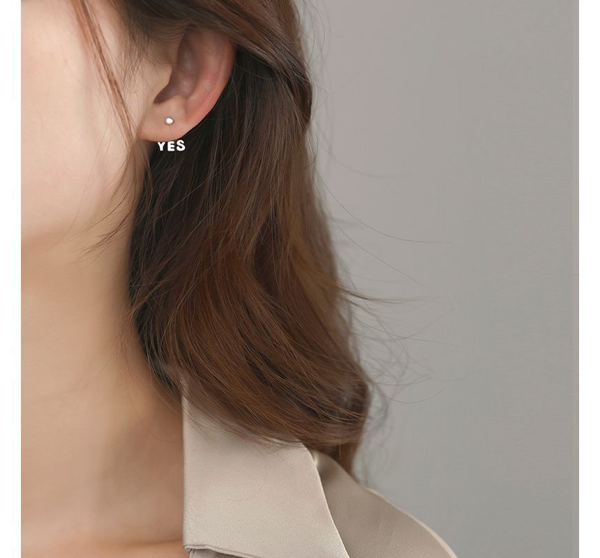 Silver Lettering Jacket Ear Asymmetrical Sterling FashionChic