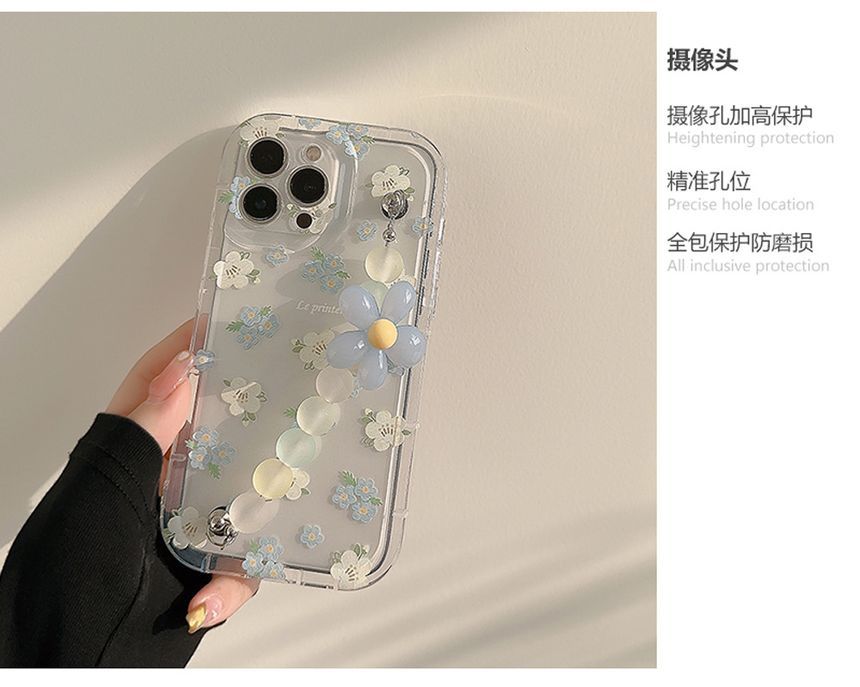 Case Phone Transparent Strap Floral FashionChic