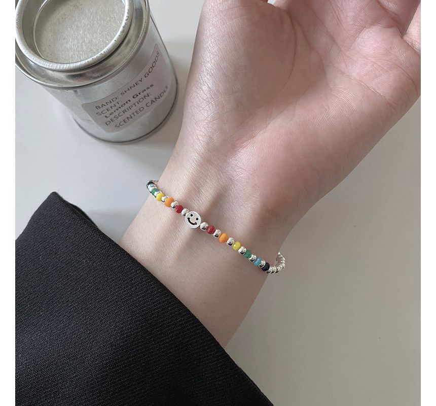 Smiley Sterling Bracelet Silver Face Rainbow FashionChic