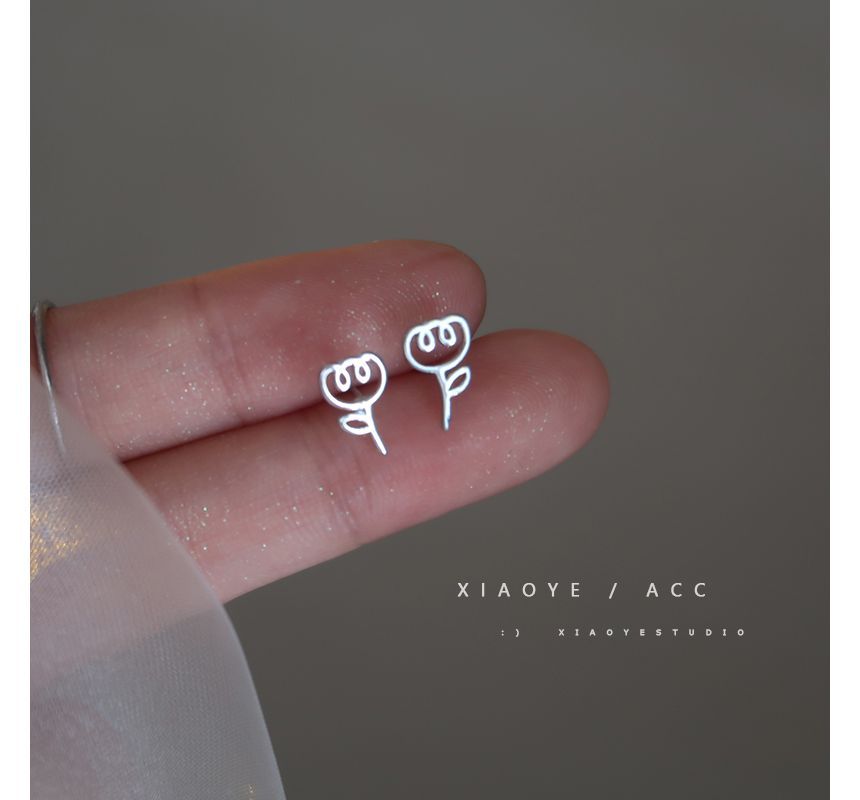 Earring Floral Sterling Silver FashionChic