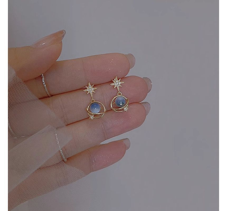 Planet Stone Cat Star Faux Eye Earring Rhinestone Alloy Drop FashionChic