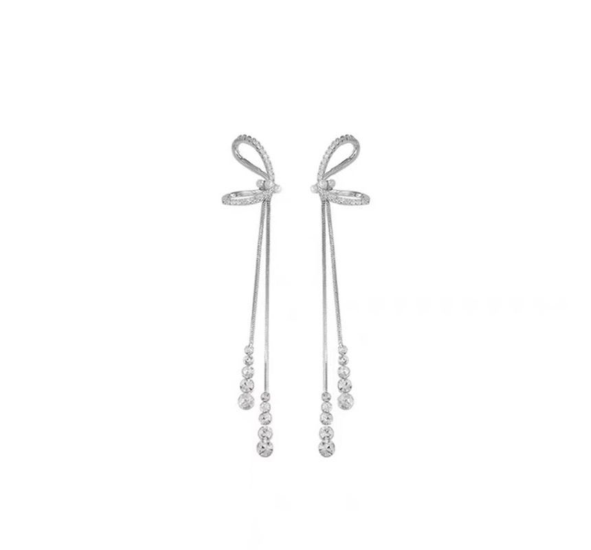 Threader Sterling Silver Earring Bow FashionChic