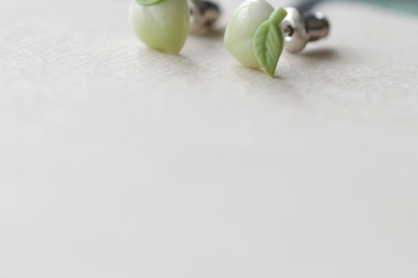 Peach Earring Stud Ceramic FashionChic